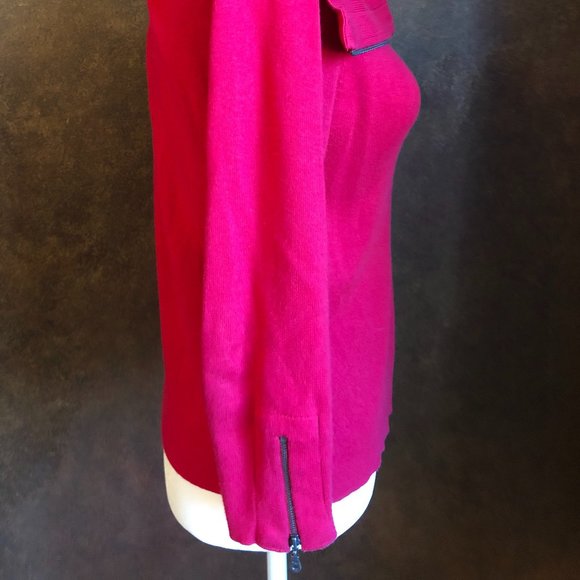 CAbi Red Asymmetrical Cardigan Sweater Zipper - Picture 2 of 5